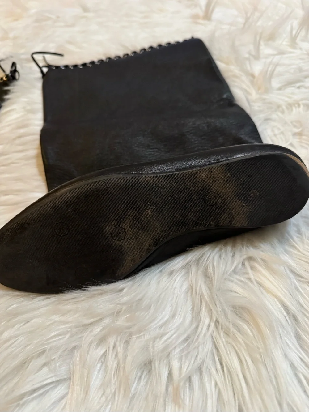 August Barron ALL-IN Leather Flat Boots Black